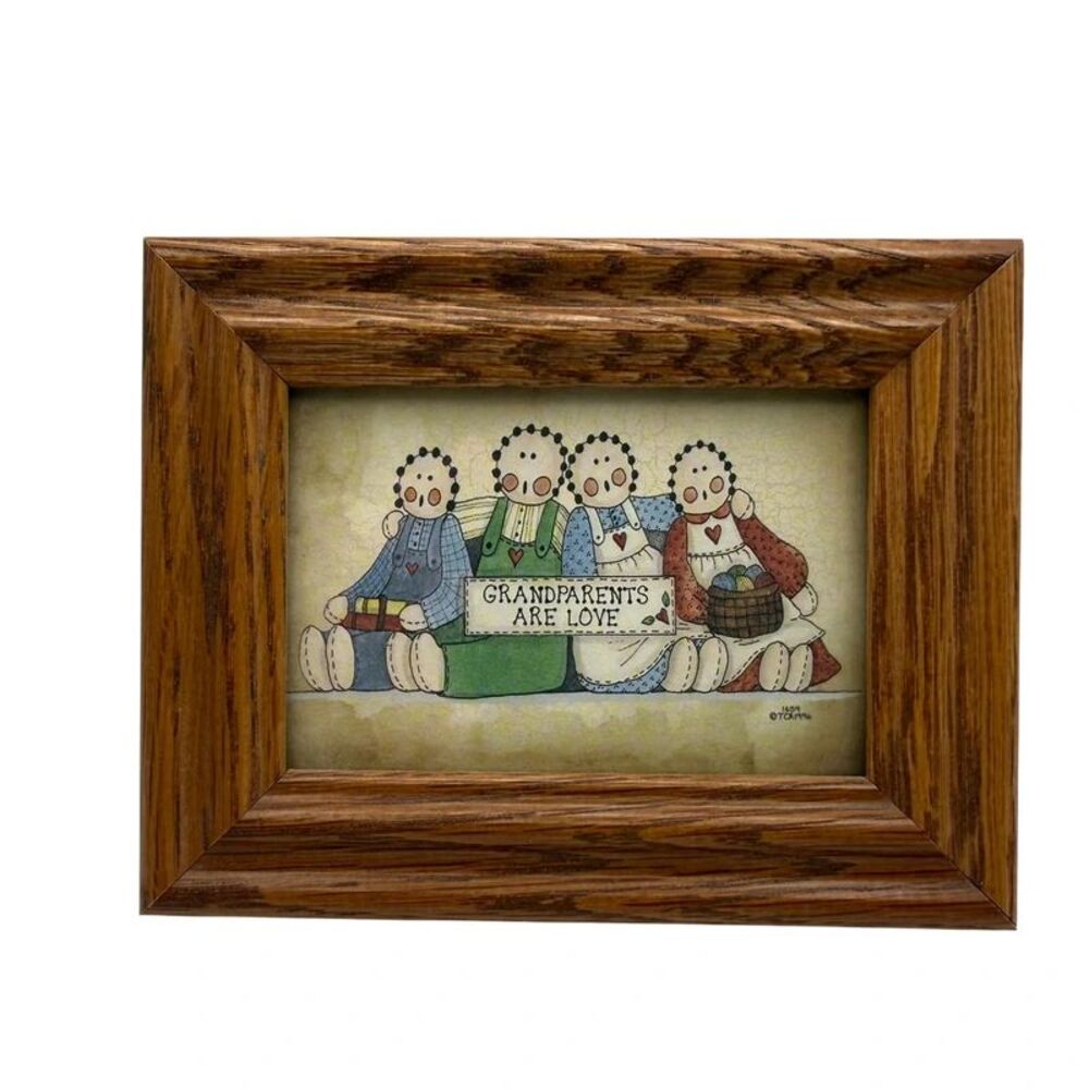 Vintage 1989 Edi Topping "Grandparents Are Love" Framed Folk Art Print